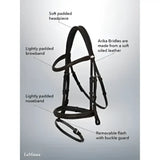 Black lemieux arika flash bridle in supple oiled leather with soft padded headpiece and flash bridle maximises comfort