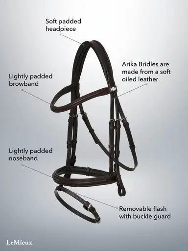 LeMieux Arika Flash Bridle Black/Silver Pony Black/Silver Flash Bridles