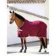 Maroon lemieux arika jersey-tek fleece horse blanket with white trim and silver buckles for lightweight warmth