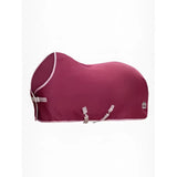 Maroon lemieux arika jersey-tek fleece horse blanket with white trim and silver buckles perfect as a jersey fleece rug