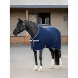 Navy lemieux arika jersey fleece rug with white trim and practical textured lining for warmth and comfort