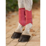 Lemieux arika mesh brushing boots cranberry with bright pink padded breathable mesh and adjustable straps for protection