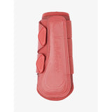 Red leather lemieux arika mesh brushing boots cranberry with mesh panels and adjustable straps for horse protection