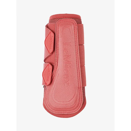 Red leather lemieux arika mesh brushing boots cranberry with mesh panels and adjustable straps for horse protection