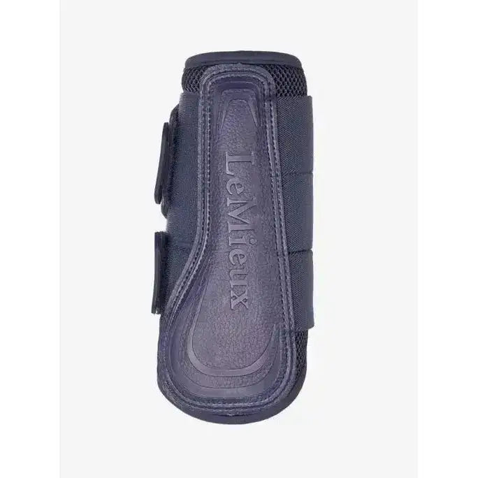 Black leather lemieux arika mesh brushing boots dusk blue with mesh panels and adjustable straps for protection