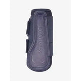 Black leather lemieux arika mesh brushing boots dusk blue with mesh panels and adjustable straps for protection