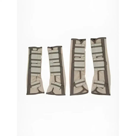 Gray tactical leg straps with reinforced stitching and grid pattern on lemieux arika mesh fly boots stone