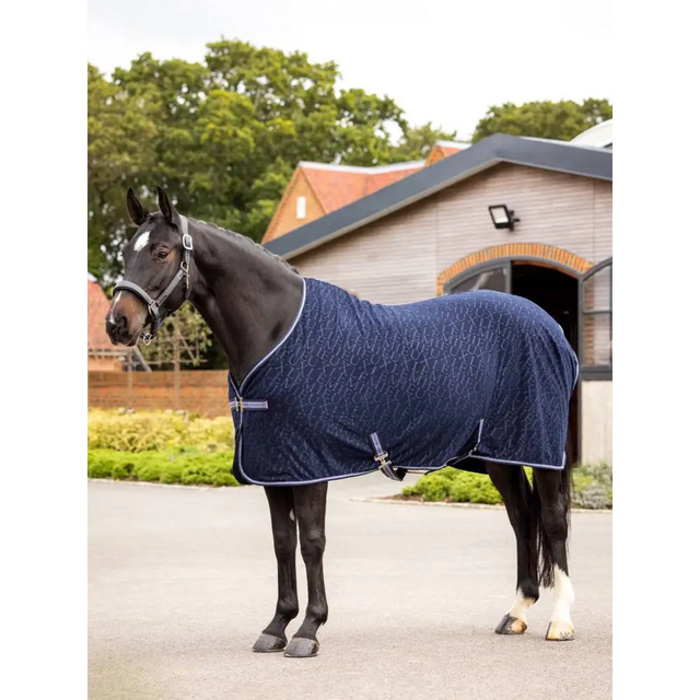 Lemieux Arika Monogram Fleece Rug Navy - Fleece Rugs