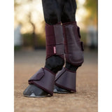 Maroon and dark gray lemieux arika reach boots damson with adjustable straps for horse leg protection