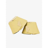 Pair of pale yellow leather lemieux arika reach boots mimosa with light tan stitching and subtle brand patch