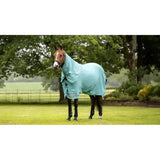 A light blue lemieux arika ripstop turnout rug lagoon with subtle pattern and anti-static shoulder lining for comfort