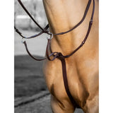 Brown leather lemieux arika running martingale in havana silver with metal rings designed for horse’s comfort