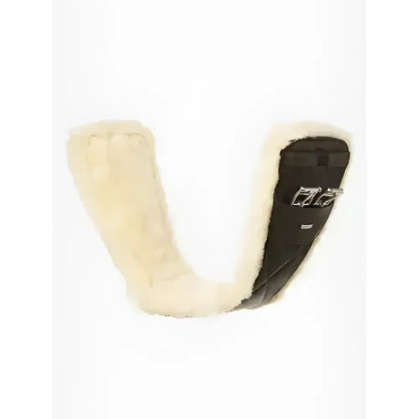 Black and cream sheepskin lemieux arika simuwool contoured dressage girth with sleek contoured design