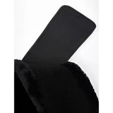 Black faux fur lined sleeve with ribbed knit cuff on lemieux arika simuwool contoured short stud girth black