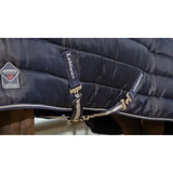 Dark navy lemieux arika stable-tek 200g horse blanket with diamond ripstop outer and gold-tone hardware tag