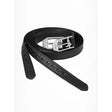Black leather lemieux arika stirrup belt with silver la martina buckle combines sophisticated lemieux style