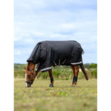 Black lemieux arika storm-tek rug 100g with red trim and silver reflective stripes for horses