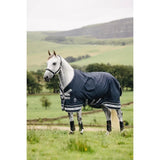 Navy blue lemieux arika storm-tek rug with white trim and logos 100g material arika storm-tek turnout innovation gold award
