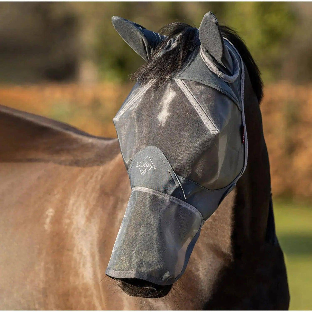 LeMieux ArmourShield Pro Full Fly Mask X Small Grey LeMieux Fly Mask Barnstaple Equestrian Supplies
