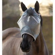 Light gray mesh lemieux armourshield pro standard fly mask with soft fabric trim bamboo lining strips and logo on cheek