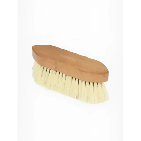 LeMieux artisan deep clean dandy brush brown with light brown wooden handle and soft off-white bristles for grooming