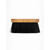 Black bristle lemieux artisan flick brush with wooden crafted handle featuring special grooves in brown color