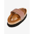 Lemieux artisan lambswool body brush with black bristles tan leather strap natural lambskin for grooming