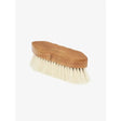 A lemieux artisan soft finishing brush with light brown wooden handle and dense off-white anti-static bristle finishing