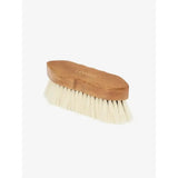 A lemieux artisan soft finishing brush with light brown wooden handle and dense off-white anti-static bristle finishing