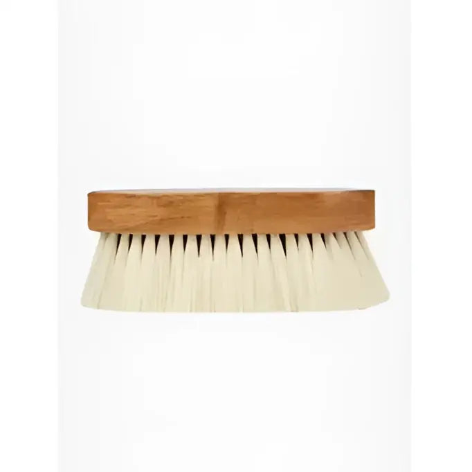 A lemieux artisan soft finishing brush with natural wood handle and off-white anti-static bristle finishing