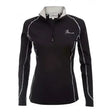 Black lemieux base layer polo shirt with gray trim and embroidered logo perfect rider base riding apparel