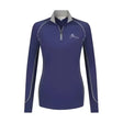 Navy blue lemieux base layer long sleeve performance top with gray trim and subtle embroidered logo on chest