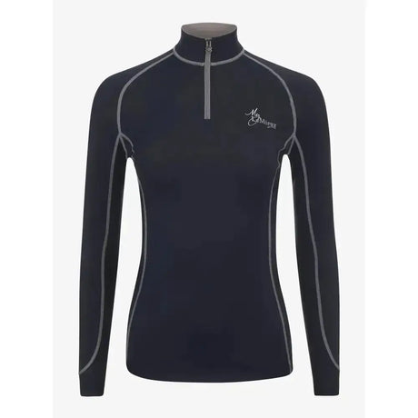 Black lemieux base layer rider top with quarter zip gray stitching and subtle chest logo perfect for matching heaven