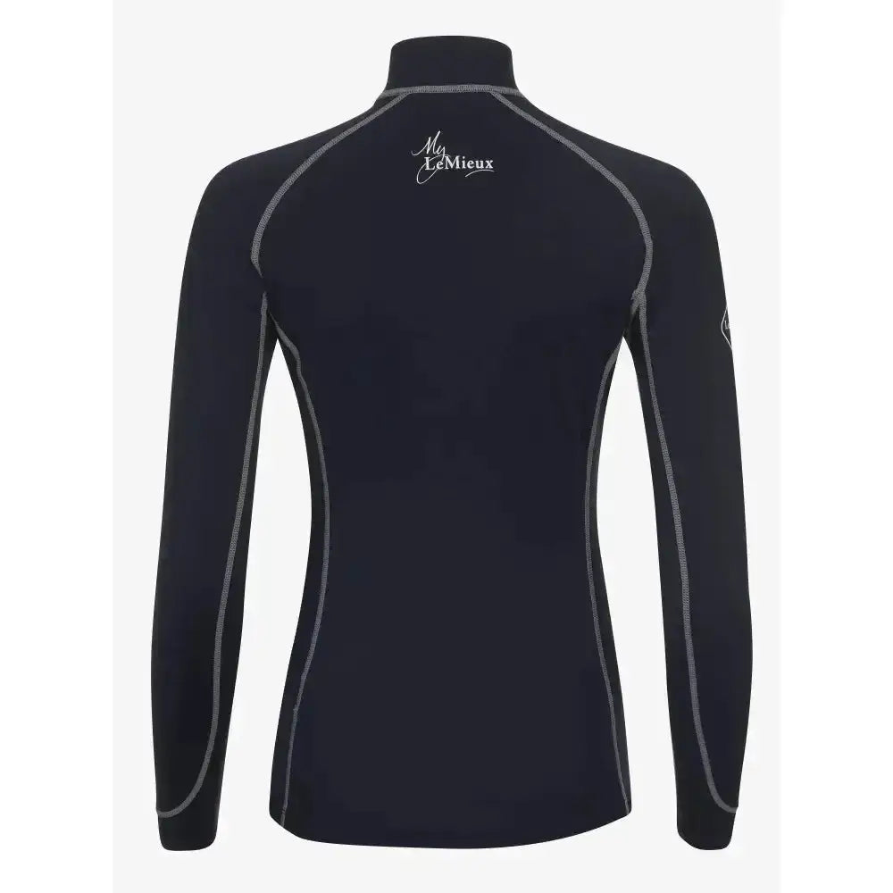 Black long-sleeved lemieux base layer top with gray seams perfect rider base layer for matching heaven look