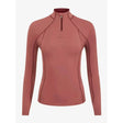 Women’s lemieux base layer orchid long-sleeve quarter-zip top in soft rose terracotta with dark stitching for unrestricted comfort