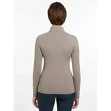 Beige lemieux base layer pecan long-sleeved polo shirt with fitted silhouette and ribbed collar for stylish layering