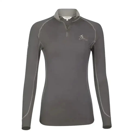 Lemieux base layer slate grey long-sleeved performance top with subtle white stitching and quarter-zip collar perfect for matching heaven