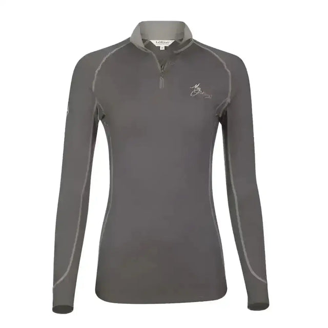 Lemieux base layer slate grey long-sleeved performance top with subtle white stitching and quarter-zip collar perfect for matching heaven