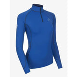 A vibrant royal blue lemieux base layers benetton long-sleeve quarter-zip top with dark gray seam detailing perfect for matching heaven