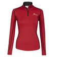 Red long-sleeved quarter-zip lemieux base layers chilli top with black trim and subtle chest logo for rider base use