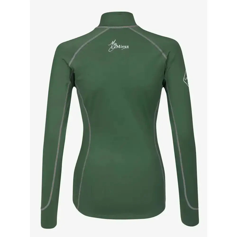 Dark green lemieux base layers hunter long-sleeved rider base layer with high collar and subtle gray stitching