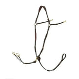 Black leather lemieux breastplate d ring attachment with silver hardware and adjustable elasticated neck straps
