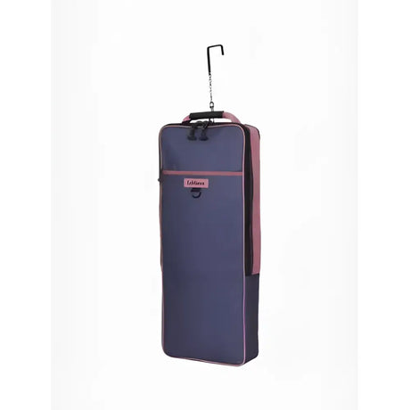 Lemieux bridle bag dusk blue with a hanging hook, reinforced stitching, and a front zippered pocket in navy blue and pink