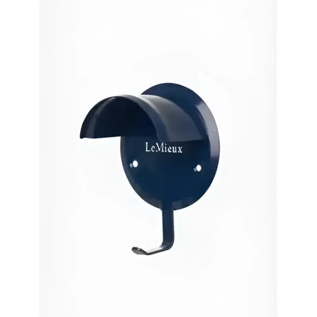 Dark blue metal lemieux bridle bracket navy wall-mounted holder with curved cover and hook for horse halters