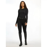 Black lemieux britney seamless long sleeve top with round neckline and ribbed cuffs for a sleek fitted look
