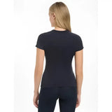 Black lemieux britney seamless short sleeve top with round neckline fitted for a sleek comfortable look