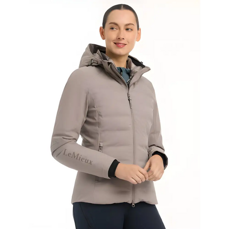 Beige Lemieux Brooke Waterproof Hybrid Jacket with hood and zipper closure