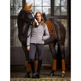 Dark brown horse in orange wraps and mask near Lemieux Brooke Waterproof Hybrid Jacket Ash