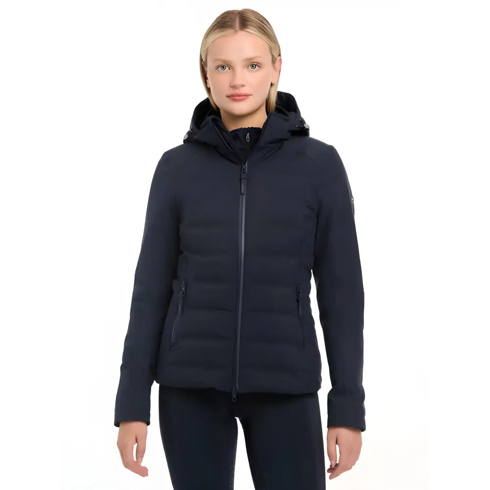 Navy blue Lemieux Brooke Waterproof Hybrid Jacket with quilted design and zipper