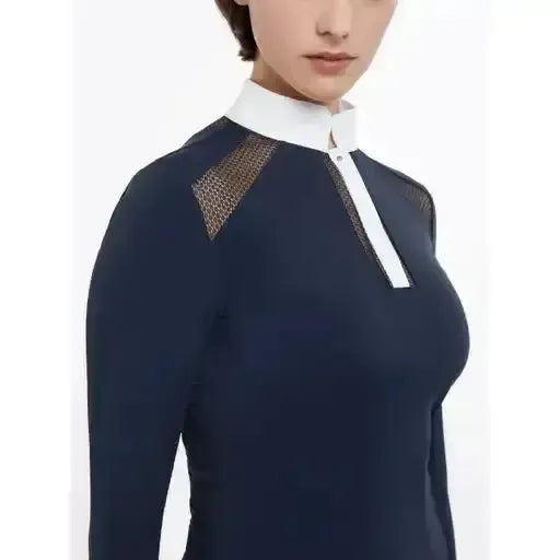 LeMieux Camille Long Sleeve Show Shirt Navy UK 6 Navy Show Shirts